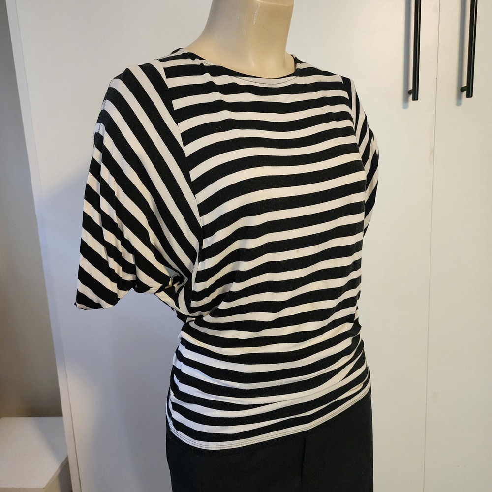 XS Dana Buchman black & white striped blouse size extra small